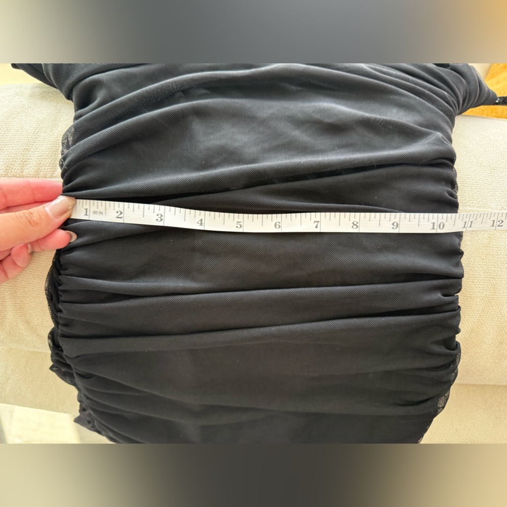 Black Ruched Off-Shoulder Dress - Picture 5 of 5